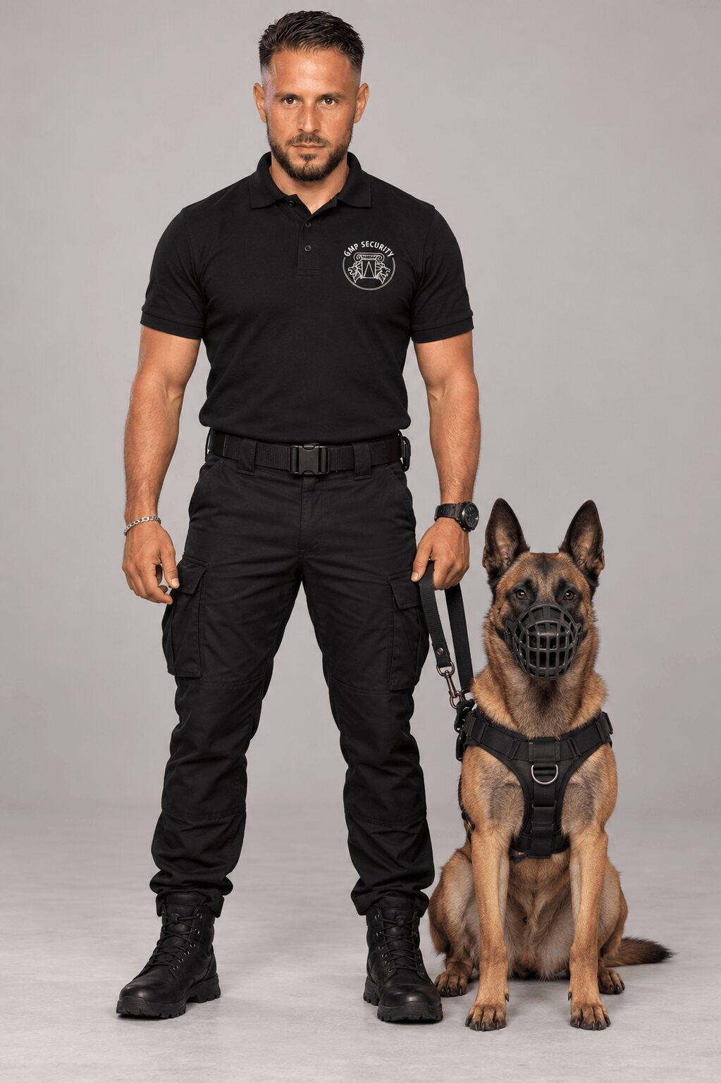 Maître-chien GMP SECURITY avec son Malinois